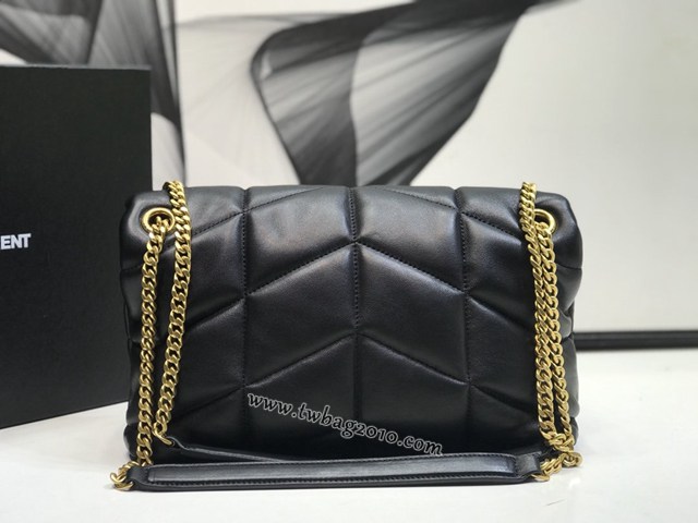 YSL专柜款女包 聖羅蘭經典款LOULOU PUFFER絎縫漆皮小號郵差包 YSL肩背斜挎包 577476  jjh1136